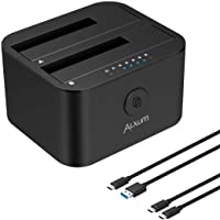 Alxum Estación de Acoplamiento de Disco Duro USB C y USB A- Caddy de Disco Duro SATA de Dos bahías con función de…